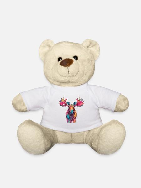 Elch bunte Aquarell-Karikatur Kawaii-Tier - Teddy - Weiß