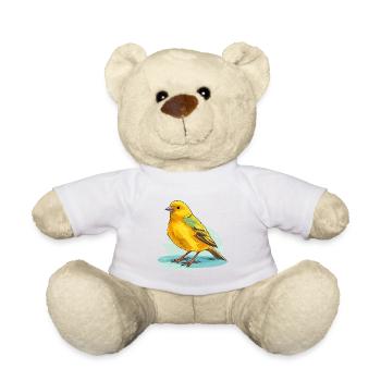 Canari Aquarelle Colorée Dessin Animé Kawaii Animal - Nounours - blanc - Devant