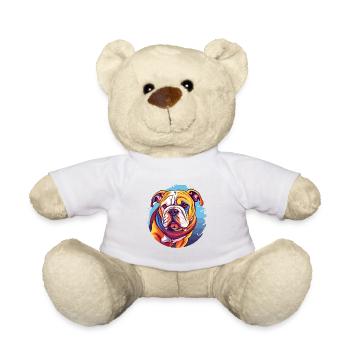 Bulldogge Buntes Aquarell Cartoon Kawaii Tier - Teddy - Weiß - Vorne