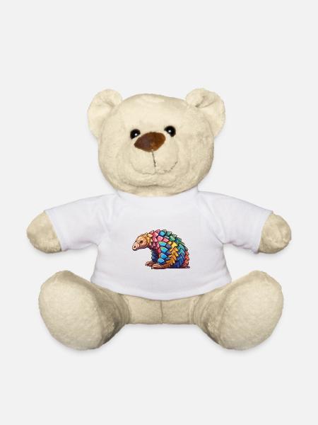 Schuppentier buntes Aquarell Cartoon Kawaii Tier - Teddy - Weiß