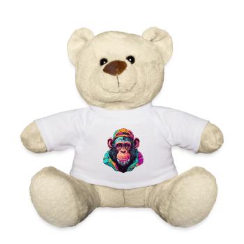 Chimpanzé Aquarelle Colorée Dessin Animé Kawaii Anim - Nounours - blanc - Devant