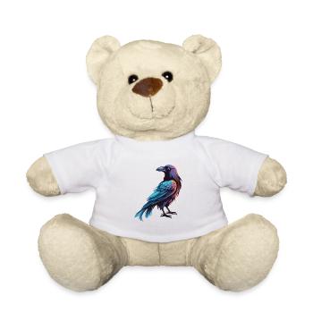 Crow Colorful Watercolor Cartoon Kawaii Animal - Teddy Bear - white - Front