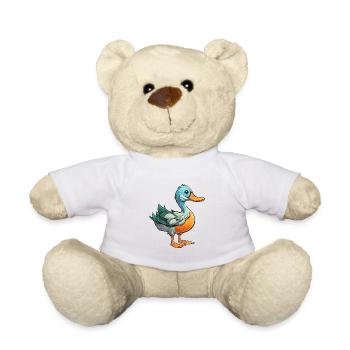 Ente buntes Aquarell Cartoon Kawaii Tier - Teddy - Weiß - Vorne