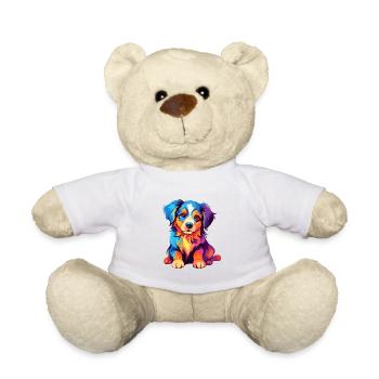 Hund Buntes Aquarell Cartoon Kawaii Tier - Teddy - Weiß - Vorne