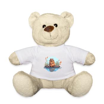 Beaver Colorful Watercolor Cartoon Kawaii Animal - Teddy Bear - white - Front