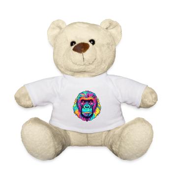 Gorilla Colorful Watercolor Cartoon Kawaii Animal - Teddy Bear - white - Front