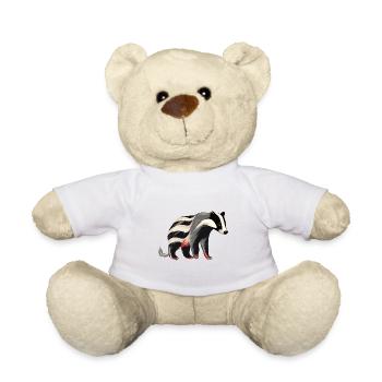 Dachs bunte Aquarell-Karikatur Kawaii Tier - Teddy - Weiß - Vorne
