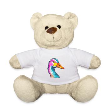 Oie Aquarelle Colorée Dessin Animé Kawaii Animal - Nounours - blanc - Devant