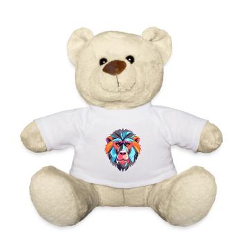 Babouin Aquarelle Colorée Dessin Animé Kawaii Animal - Nounours - blanc - Devant