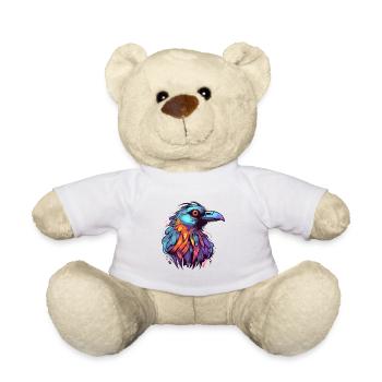 Crow Colorful Watercolor Cartoon Kawaii Animal - Teddy Bear - white - Front