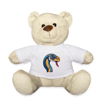 Kobra Buntes Aquarell Cartoon Kawaii Tier - Teddy - Weiß - Vorne
