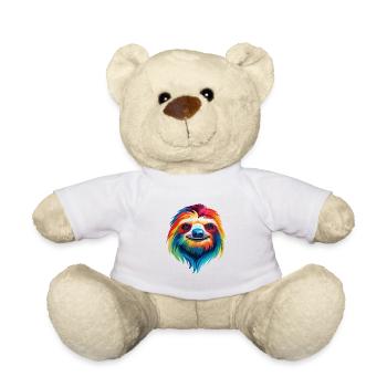 Sloth Colorful Watercolor Cartoon Kawaii Animal - Teddy Bear - white - Front