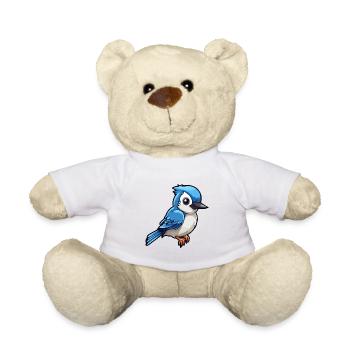 Blue Jay Cute Cartoon Kawaii Watercolor Animal Pet - Teddy Bear - white - Front