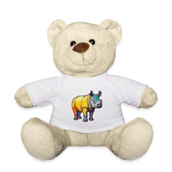 Rhino Cute Cartoon Kawaii Watercolor Animal Pet - Teddy Bear - white - Front
