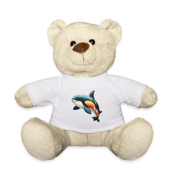 Orca Cute Cartoon Kawaii Watercolor Animal Pet - Teddy Bear - white - Front
