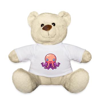 Poulpe mignon dessin animé kawaii aquarelle Animal de compagnie - Nounours - blanc - Devant