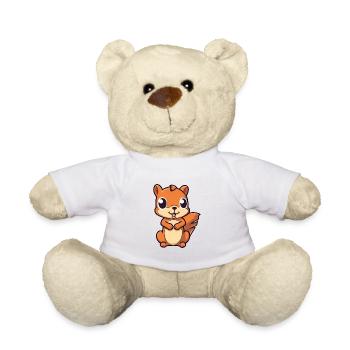 Squirrel Cute Cartoon Kawaii Watercolor Animal Pet - Teddy Bear - white - Front