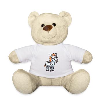 Zebra Cute Cartoon Kawaii Watercolor Animal Pet - Teddy Bear - white - Front