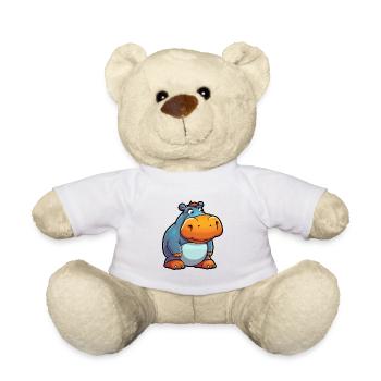 Nilpferd Niedliche Karikatur Kawaii Aquarell Tier Haustier - Teddy - Weiß - Vorne