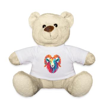 Chèvre Aquarelle Colorée Dessin Animé Kawaii Animal - Nounours - blanc - Devant