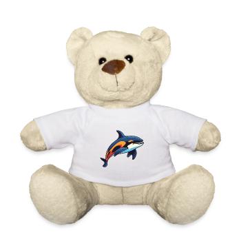 Orca Colorful Watercolor Cartoon Kawaii Animal - Teddy Bear - white - Front