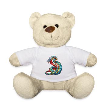 Snake Colorful Watercolor Cartoon Kawaii Animal - Teddy Bear - white - Front