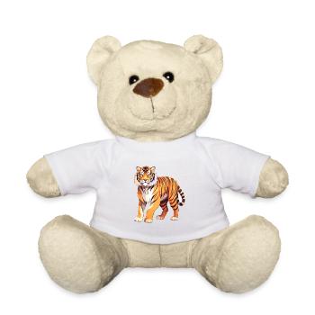 Tigre Aquarelle Colorée Dessin Animé Kawaii Animal - Nounours - blanc - Devant