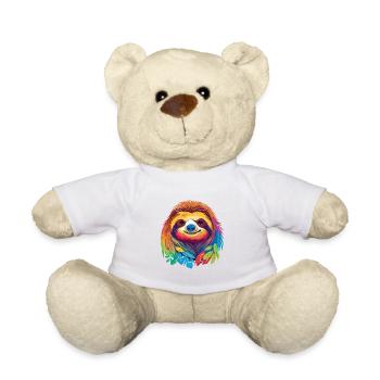 Sloth Colorful Watercolor Cartoon Kawaii Animal - Teddy Bear - white - Front
