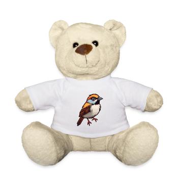 Moineau mignon dessin animé kawaii aquarelle Animal de compagnie - Nounours - blanc - Devant
