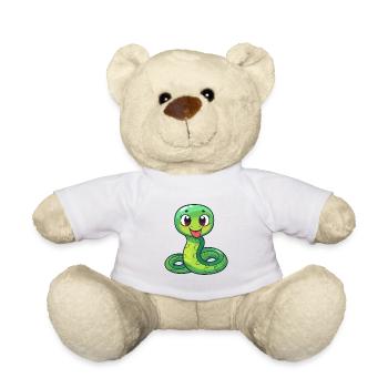 Snake Cute Cartoon Kawaii Watercolor Animal Pet - Teddy Bear - white - Front