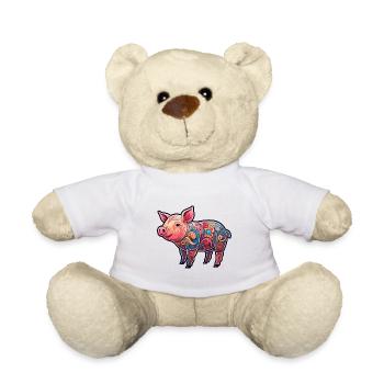 Cochon Mignon Dessin Animé Kawaii Aquarelle Animal De Compagnie - Nounours - blanc - Devant