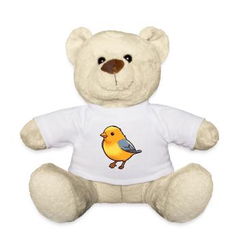 Canari Oiseau Mignon Dessin Animé Kawaii Aquarelle Animal - Nounours - blanc - Devant
