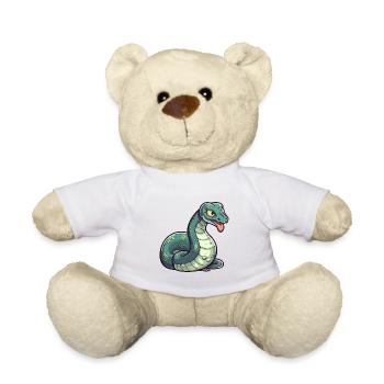 Anaconda Mignon Dessin Animé Kawaii Aquarelle Animal De Compagnie - Nounours - blanc - Devant