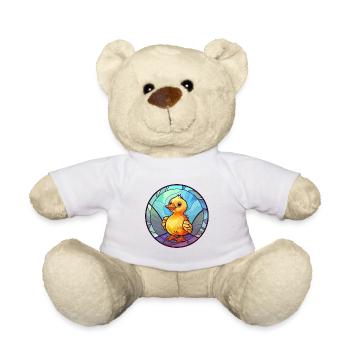 Baby Chick Stained Glass Colorful Cartoon Kawaii A - Teddy Bear - white - Front