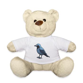 Corbeau mignon dessin animé kawaii aquarelle animal animal de compagnie - Nounours - blanc - Devant