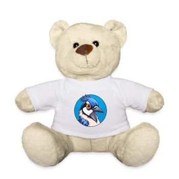 Blauer Eichelhäher Vogel Buntes Glas Bunte Karikatur Kawai - Teddy - Weiß - Vorne