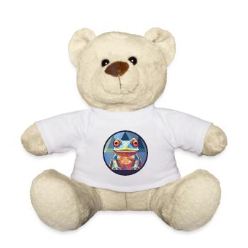 Frosch Buntglas Bunte Karikatur Kawaii Tier - Teddy - Weiß - Vorne