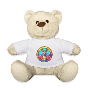 Kangourou vitrail coloré dessin animé Kawaii Ani - Nounours - blanc - Devant