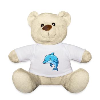 Dolphin Cute Cartoon Kawaii Watercolor Animal Pet - Teddy Bear - white - Front