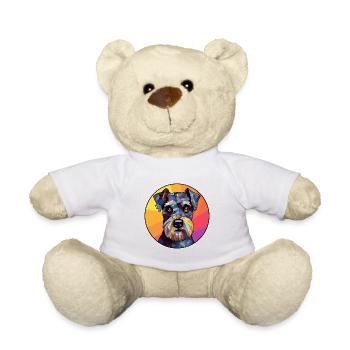 Miniature Schnauzer Dog Stained Glass Colorful Car - Teddy Bear - white - Front