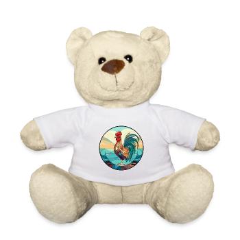 Hahn Buntes Glas Bunte Karikatur Kawaii Anim - Teddy - Weiß - Vorne