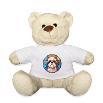 Shih Tzu Chien Vitrail Coloré Dessin animé Kawaii - Nounours - blanc - Devant