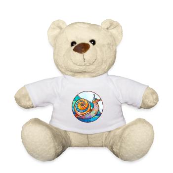Escargot vitrail coloré Cartoon Kawaii Animal - Nounours - blanc - Devant