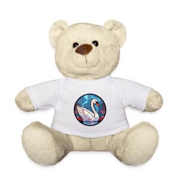 Schwanen-Buntglas-Cartoon-Kawaii-Tier - Teddy - Weiß - Vorne