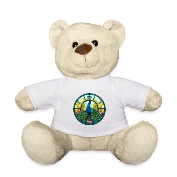 Pfau Buntglas Bunte Karikatur Kawaii Anim - Teddy - Weiß - Vorne