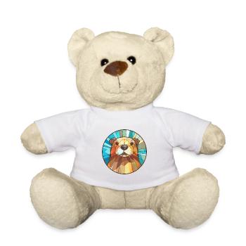 Castor vitrail coloré dessin animé Kawaii Anima - Nounours - blanc - Devant