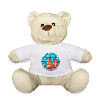 Écureuil vitrail coloré dessin animé Kawaii Ani - Nounours - blanc - Devant