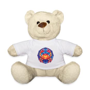 Krabben-Buntglas-Cartoon-Kawaii-Tier - Teddy - Weiß - Vorne