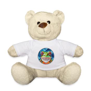 Frosch Buntglas Bunte Karikatur Kawaii Tier - Teddy - Weiß - Vorne