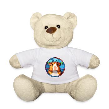 Cochon d’Inde vitrail coloré Cartoon Kawaii A - Nounours - blanc - Devant